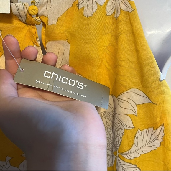 Chico's Floral Overlay Maxi Dress yellow NWT 16/XL - Picture 7 of 10